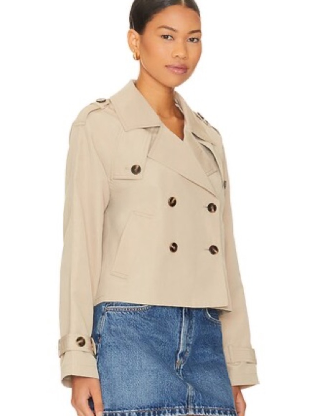Steve Madden Cropped Tan Trench Coat